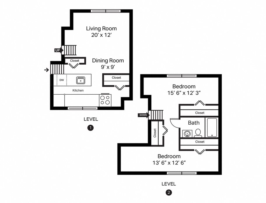 Channel Square Apartments 2 Bedroom Townhome Floor Plan Channel Square Apartments 2 Bedroom Townhome Floor Plan